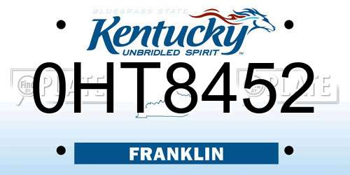 0HT8452 Kentucky License Plate
