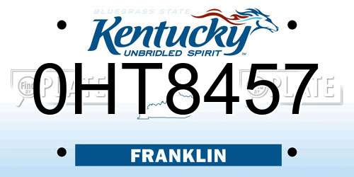 0HT8457 Kentucky License Plate