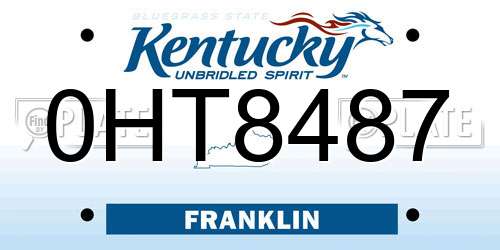 0HT8487 Kentucky License Plate