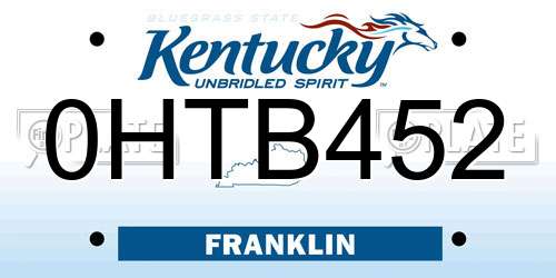 0HTB452 Kentucky License Plate