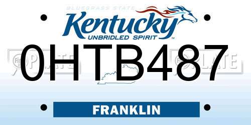 0HTB487 Kentucky License Plate