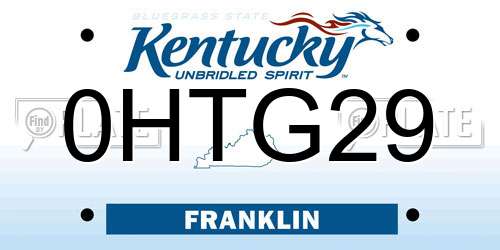 0HTG29 Kentucky License Plate