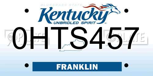0HTS457 Kentucky License Plate