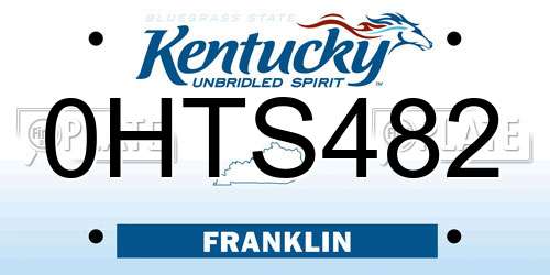 0HTS482 Kentucky License Plate