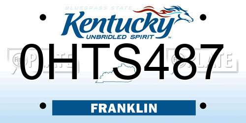0HTS487 Kentucky License Plate