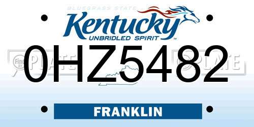 0HZ5482 Kentucky License Plate