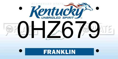 0HZ679 Kentucky License Plate