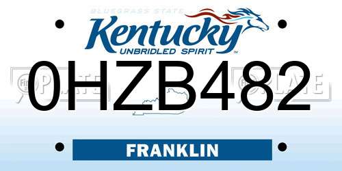 0HZB482 Kentucky License Plate