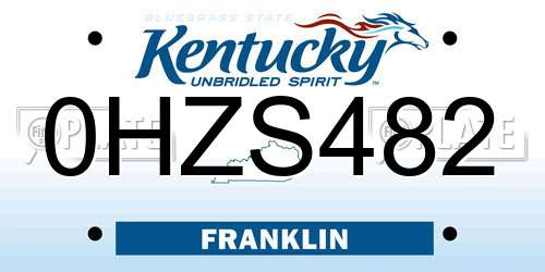 0HZS482 Kentucky License Plate