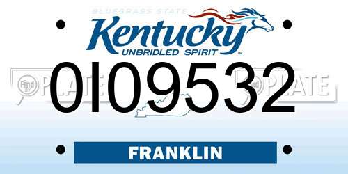 0I09532 Kentucky License Plate