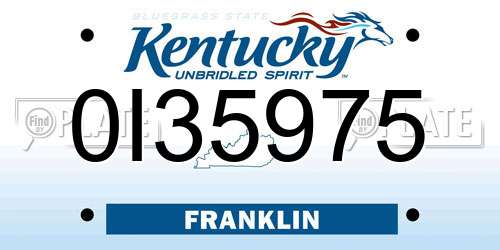0I35975 Kentucky License Plate