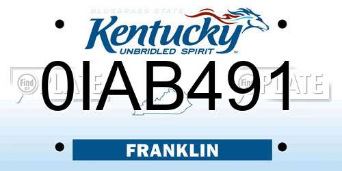 0IAB491 Kentucky License Plate