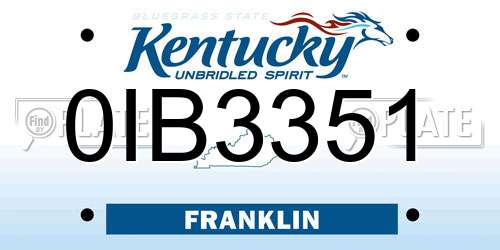 0IB3351 Kentucky License Plate