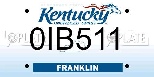 0IB511 Kentucky License Plate
