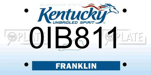 0IB811 Kentucky License Plate