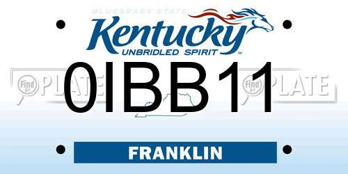 0IBB11 Kentucky License Plate