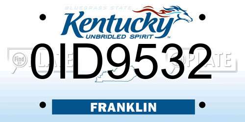 0ID9532 Kentucky License Plate