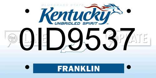 0ID9537 Kentucky License Plate