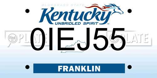 0IEJ55 Kentucky License Plate
