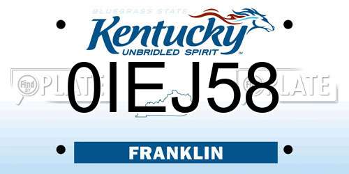0IEJ58 Kentucky License Plate