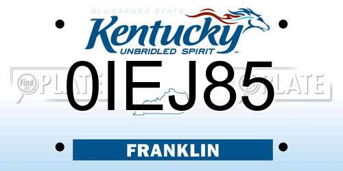 0IEJ85 Kentucky License Plate