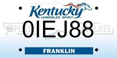 0IEJ88 Kentucky License Plate