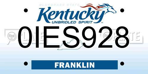 0IES928 Kentucky License Plate