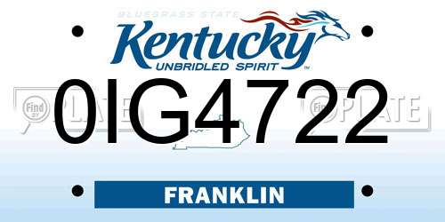 0IG4722 Kentucky License Plate