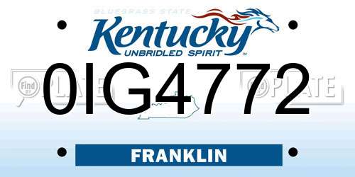 0IG4772 Kentucky License Plate