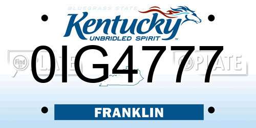 0IG4777 Kentucky License Plate