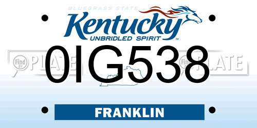 0IG538 Kentucky License Plate
