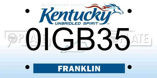 0IGB35 Kentucky License Plate