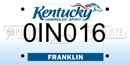 0IN016 Kentucky License Plate