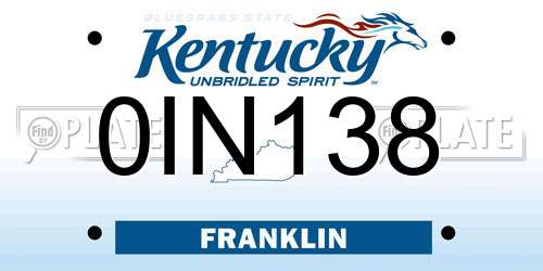 0IN138 Kentucky License Plate