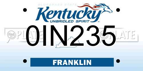 0IN235 Kentucky License Plate