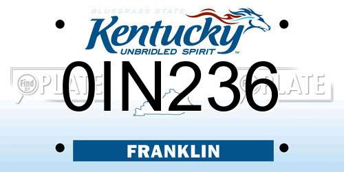 0IN236 Kentucky License Plate