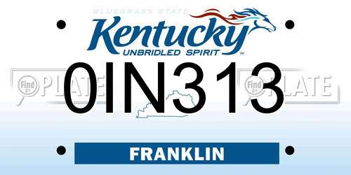 0IN313 Kentucky License Plate