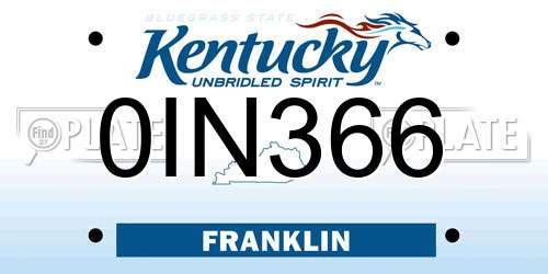 0IN366 Kentucky License Plate