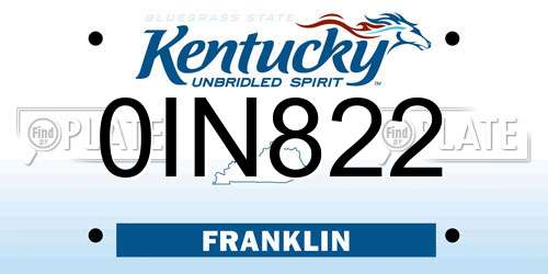 0IN822 Kentucky License Plate