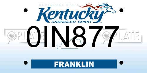 0IN877 Kentucky License Plate