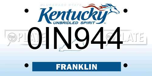 0IN944 Kentucky License Plate