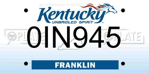 0IN945 Kentucky License Plate