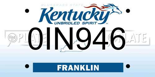 0IN946 Kentucky License Plate