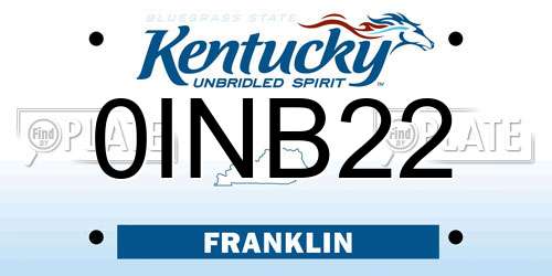 0INB22 Kentucky License Plate