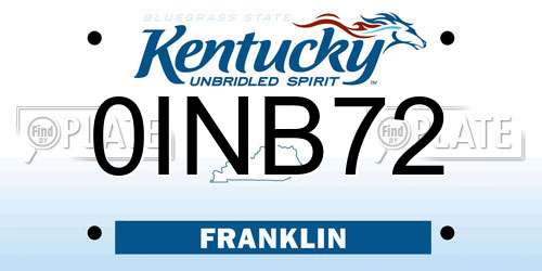 0INB72 Kentucky License Plate