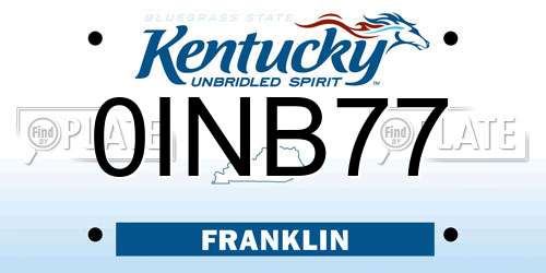 0INB77 Kentucky License Plate