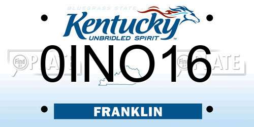 0INO16 Kentucky License Plate