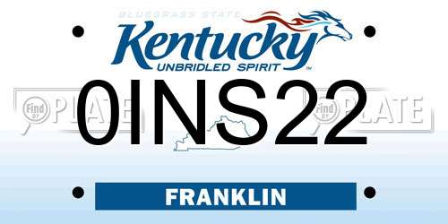 0INS22 Kentucky License Plate