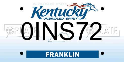 0INS72 Kentucky License Plate