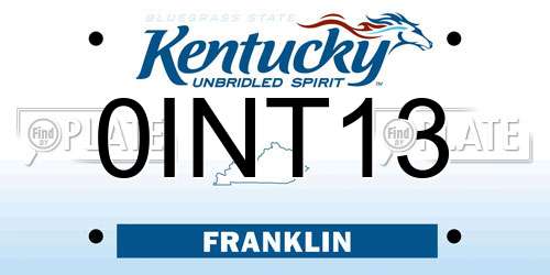 0INT13 Kentucky License Plate